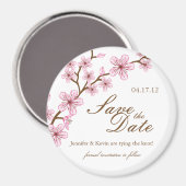 Cherry Blossoms Save the Date Wedding Magnet Magneet (Voorkant / Achterkant)