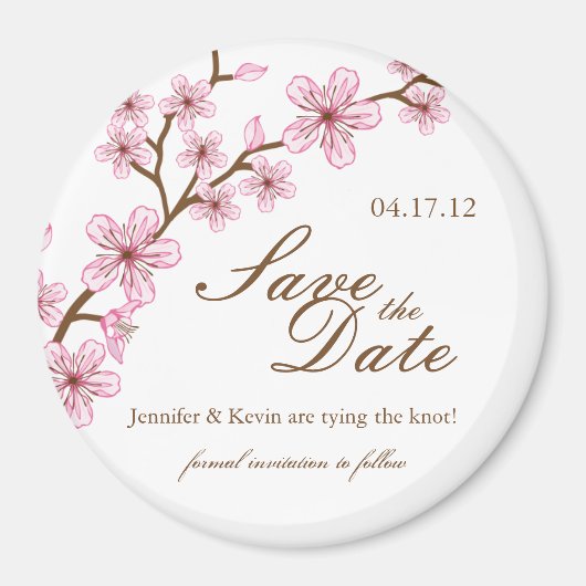 Cherry Blossoms Save the Date Wedding Magnet Magneet (Voorkant)