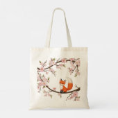 Cherry Blossoms & Schattige Fox – Artistic Budget Tote Bag (Achterkant)