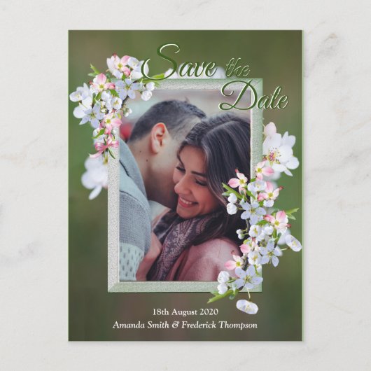 Cherry Blossoms Sla de datum op Aankondigingskaart (Voorkant)