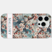 Cherry Blossoms Teal Sakura Print Monogrammed Case-Mate iPhone Case (Achterkant (horizontaal))