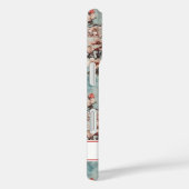 Cherry Blossoms Teal Sakura Print Monogrammed Case-Mate iPhone Case (Achterkant / Rechts)