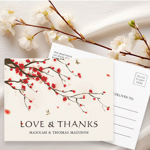 Cherry Blossoms Waterverf Bruiloft Dank u Briefkaart
