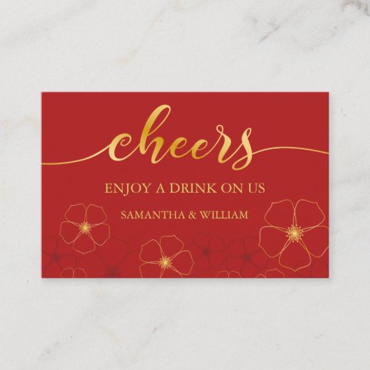 Cherry Blossoms Wedding Drink Ticket |Aangepaste k (Voorkant)