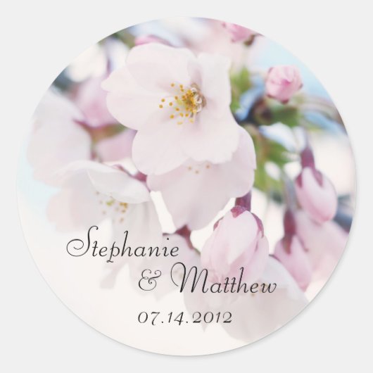 Cherry Blossoms Wedding Favor Label (Voorkant)