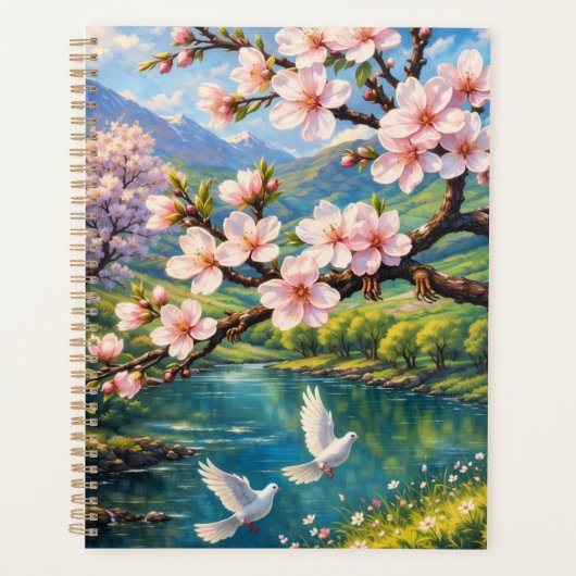 Cherry Blossoms, White Doves, and Mountain Planner (Voorkant)