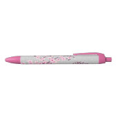 Cherry Blosssom Silver Glitter Monogram Blauwe Inkt Pen (Bovenkant)