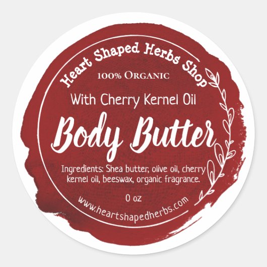  Cherry Body Butter Label Handgemaakt (Voorkant)