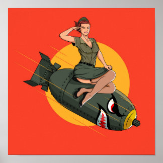 Cherry Bomb WW2 Pin Up Girl Poster