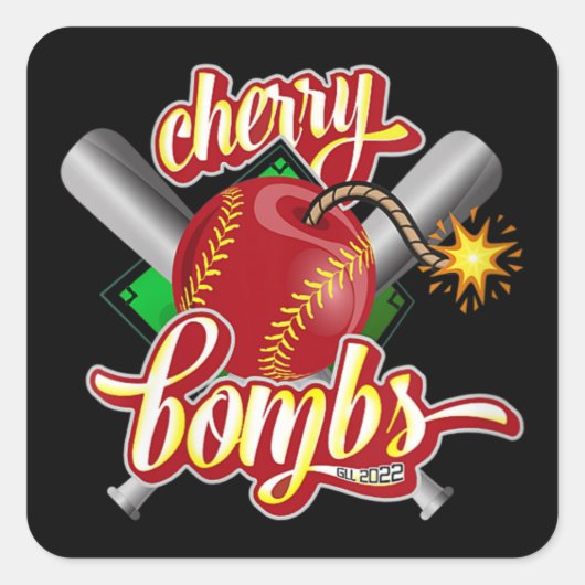 Cherry Bombs Logo Softball Parents Glendora Gear Vierkante Sticker (Voorkant)