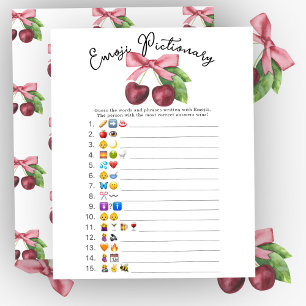 Cherry bow baby shower Emoji Pictionary spel