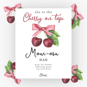 Cherry bow baby shower Momosa bar Poster