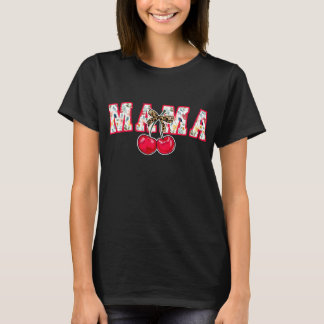 Cherry Bow Coquette Mama Leopard Print T-shirt
