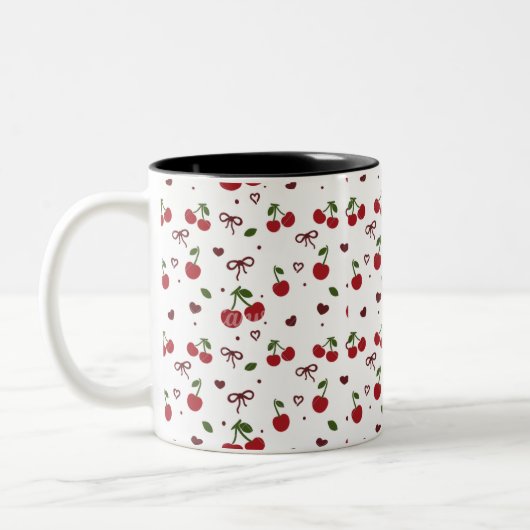 Cherry & Bow Pattern Coffee Mug (Gauche)