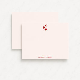 Cherry Bow Valentine’s Day Note Card Kaart