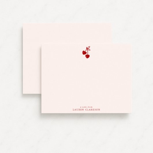 Cherry Bow Valentine’s Day Note Card Kaart