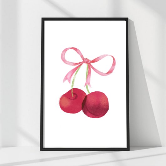 Cherry & Bow Wall Art – 4x6 Poster