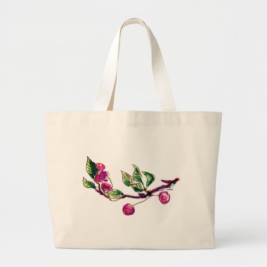 Cherry Branch en jouw naam Grote Tote Bag (Voorkant)