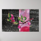 Cherry Branch, rood en zwart Poster (Voorkant)