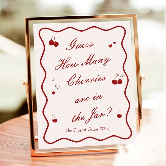 Cherry Bridal Shower Guess How Many Cherries Poster