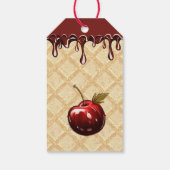 Cherry Chocolate Cake Verjaardagsfeest Dank u Cadeaulabel (Achterkant)