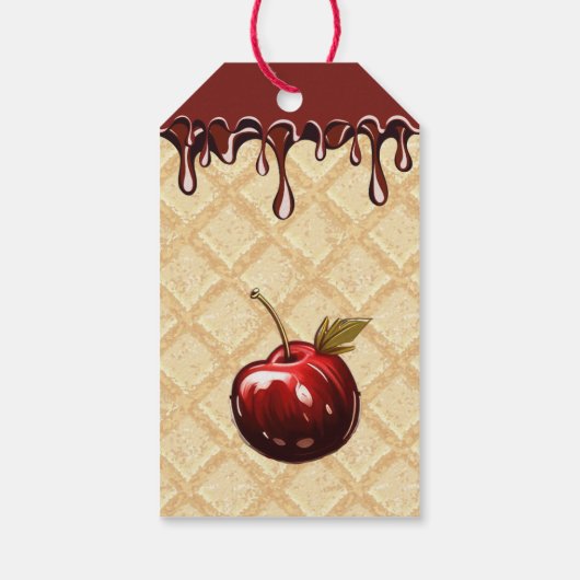 Cherry Chocolate Cake Verjaardagsfeest Dank u Cadeaulabel (Achterkant)