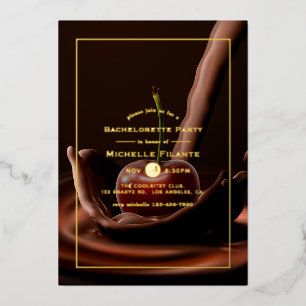 Cherry Chocolate Splash Bachelorette Party Folie i Uitnodiging
