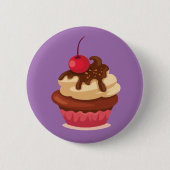 Cherry Chocolate Top Cupcake Button Badge (Voorkant)