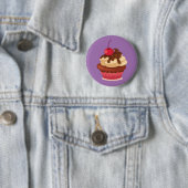 Cherry Chocolate Top Cupcake Button Badge (In situ)