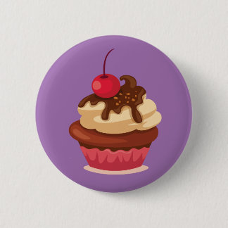 Cherry Chocolate Top Cupcake Button Badge