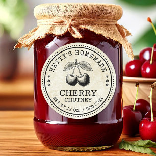 Cherry-chutney potlabel voor je zelfgemaakte recep ronde sticker