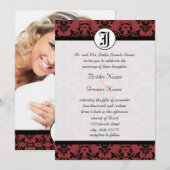 Cherry Cobbler Damask Photo Wedding Invites Kaart (Voorkant / Achterkant)
