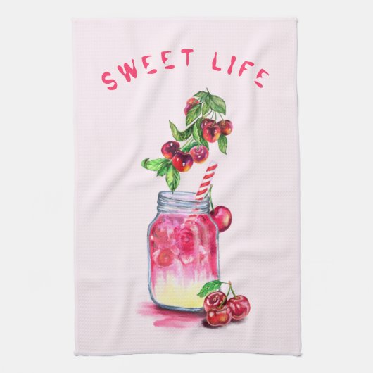 Cherry Cool Boire Fruits Serviette de cuisine (Vertical)