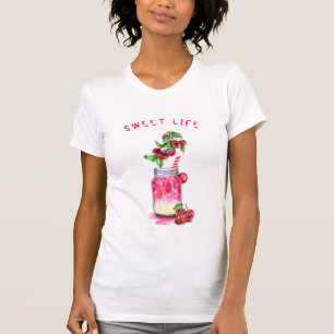 Cherry Cool Drink Funny Party T-shirt Aangepaste t