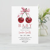 Cherry Coquette Baby shower Kaart (Staand voorkant)