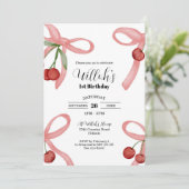 Cherry Coquette Bows Anniversaire Invitation (Debout devant)