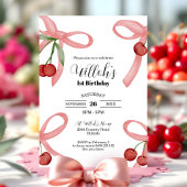 Cherry Coquette Bows Anniversaire Invitation