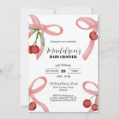 Cherry Coquette Bows Baby shower Invitation (Devant)