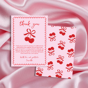 Cherry Coquette Hand getrokken Baby Girl Douche Bedankkaart