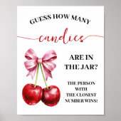 Cherry Coquette Hoeveel Snoepjes Douche Game Sign Poster (Voorkant)