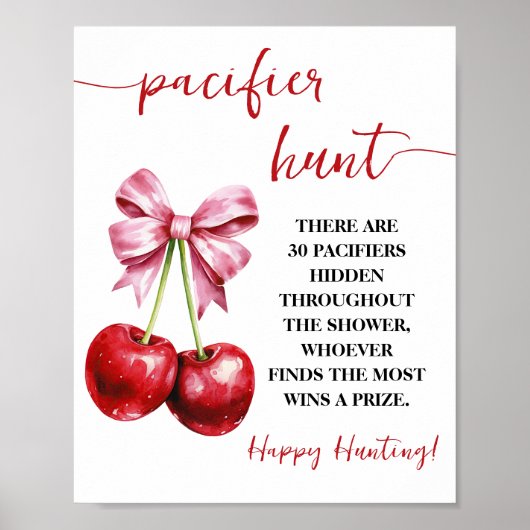 Cherry Coquette Pacifier Hunt Baby shower spel Poster (Voorkant)