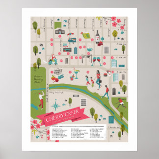 Cherry Creek North Map 16 x 20 inch Poster