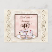 Cherry Cupcake 40e Anniversaire Fête Invitation (Devant)