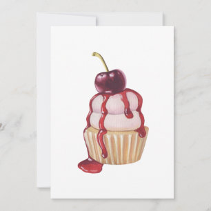 Cherry Cupcake Feestdagenkaart