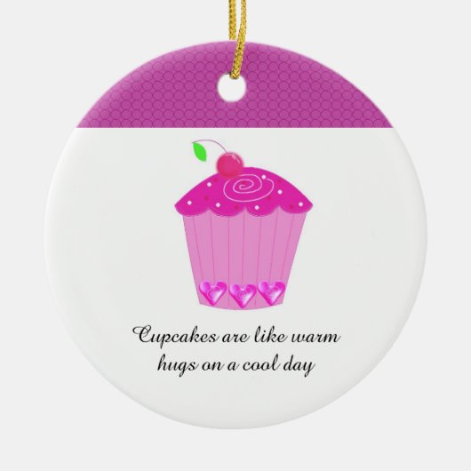 Cherry Cupcake met Gezegde Keramisch Ornament (Voorkant)