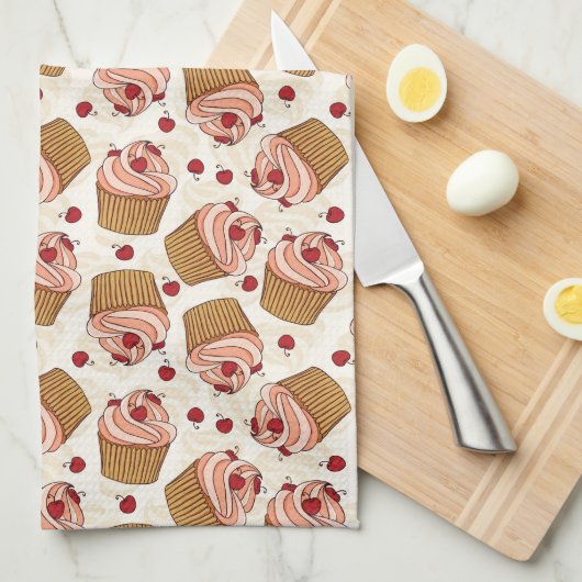 Cherry Cupcakes Theedoek (Quarter Fold)