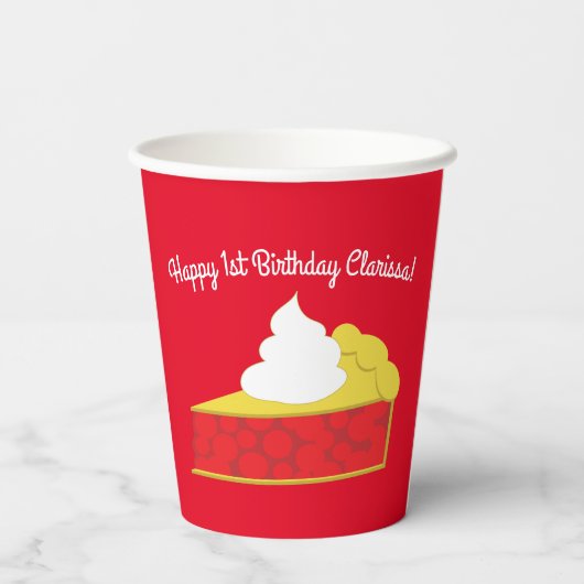 Cherry Cutie Pie verjaardagsfeestje Papieren Bekers (Achterkant)