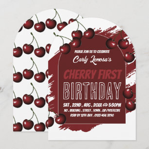 Cherry Design, Cherry First Birthday Invitation