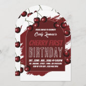 Cherry Design, Cherry First Birthday Invitation (Devant / Derrière)