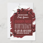 Cherry Design, Cherry First Birthday Invitation (Devant)